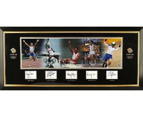 Olympics Team GB Signed Display - Signed by Kelly Holmes, Daley Thompson Steve Redgrave Sebastian Coe, Chris Hoy. Official 5 