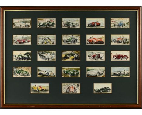 1955 Castrol Series of Racing Cars, from number 1 to 23, framed and glazed 64x47cm. As well as 35mm slides, to include Race o