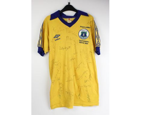 Everton F.C Mick Lyons Test Match 1980 Signed Shirt.With 25 autographs on front of shirt. Believed to be match worn from Mick