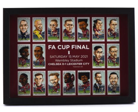 Leicester City - FA Cup Final 2021 collectors commemorative picture, shows the winning team in a cigarette card style glazed 