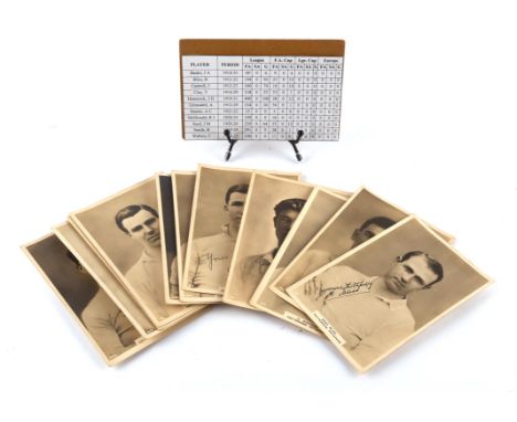 Tottenham - 11 Signed RP Vintage Portrait Photograph Cards of the Spurs 1921 FA Cup winning team - To include: Alex Hunter, T