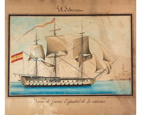 JUAN DONATO (first half of the 19th century)."The Sovereign", 1845.Watercolour on paper.Signed and dated in the lower corner.