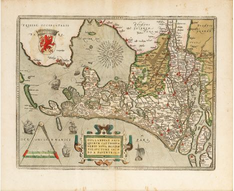 Map of Holland, XVIIIth century.Colour engraving.Frame with xylophages.Moisture stains. Faults.Measures: 44 x 60 cm.; 53 x 68