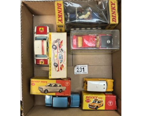 5 Boxed dinky toys including 213 Ford Capri, AA Mini Van, Vauxhall Viva etc