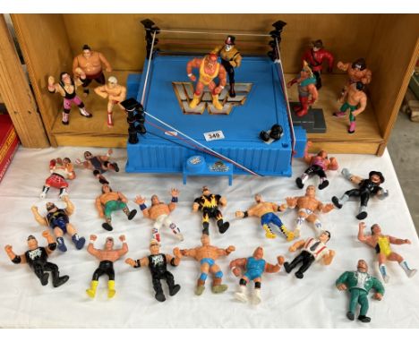 A good collection of mainly vintage WWF Hasbro figures including a ring &amp; other figures