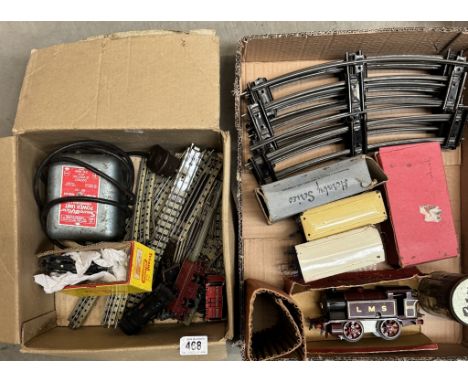 A Hornby 0 gauge clockwork engine etc &amp; 00 gauge engines etc