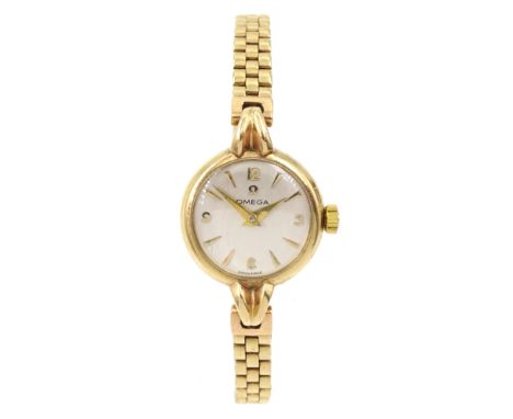 Omega 9ct gold ladies manual wind wristwatch, Cal. 244, Birmingham 1956, on 9ct gold bracelet, hallmarked, boxedCondition Rep