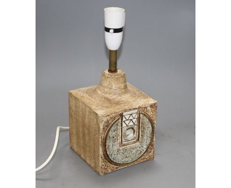 A Troika cube lamp, probably by Allison Brigden, c.1970s, marks indistinct, height excluding fitting 17cm Condition: Typical 