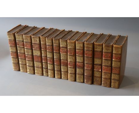Shakespeare, William - The Plays of William Shakespeare, 14 vols, 12mo, calf, with gilt spines, loss to some labels, with por