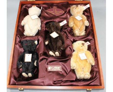 A Steiff 'UK Baby Bear' 1989 - 1993 set of five bears, with certificate number 835, in original box Condition: All in good co