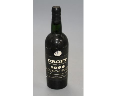 A single bottle of Croft 1963 vintage Port, seal perfect, level lower neck