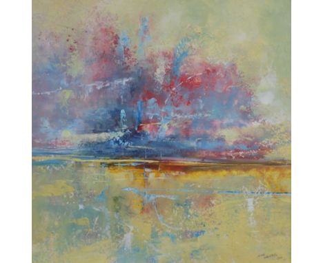 John Walker, oil on paper, 'Tribute to the sky', signed and dated '06, 46 x 45cm Condition: Some light black mould dirt towar