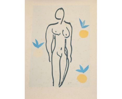 After Henri Matisse, colour print, Standing female nude, signed in the plate, overall 87 x 60cm Condition: Not framed or moun