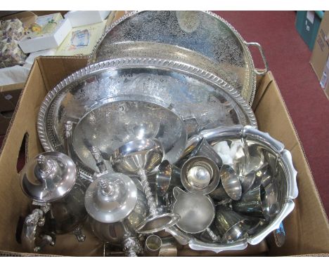 Ashberry Plated Tea Service, goblets, trays, other plated ware:- One Box