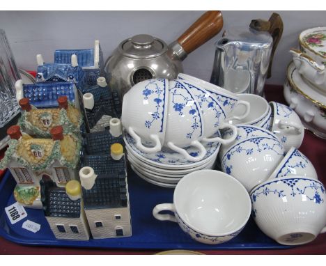 Freud Sputnik Teapot, Picquot coffee pot, Masons Denmark tea ware, ceramic money boxes, Delft houses:- One Tray.