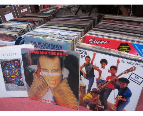 A Large Quantity of Vinyl L.P's in three boxes, to include pop and easy listening from Adam and The Ants, Elvis Presley, Budd