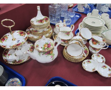 Royal Albert 'Old Country Roses' First Quality Table China, of thirty five pieces, including teapot, cake stand, six tea cups