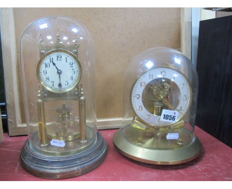Anniversary Clock, under a glass dome; together with one other mantel clock. (2)