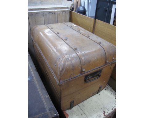 A XIX Century Brown Painted Tin Trunk, with twin handles.