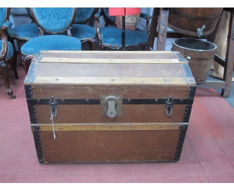 A XIX Century Domed Top Trunk, with wood slats, with lock plate.
