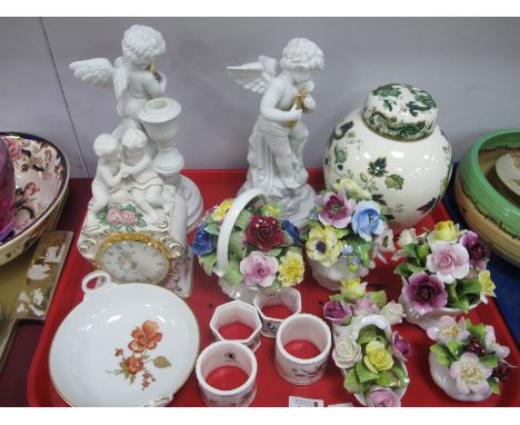  Masons Ginger Jar, Franklin Mint Gianni Benvenuti Candlesticks, first embrace clock, floral posies:- One Tray.