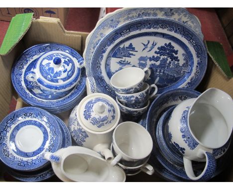 Willow Pattern, bowls, plates, cups-saucers:- One Box.