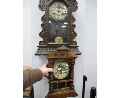 Ansonia 'Kenmore' Eight Day Mantel Clock; together with one other walnut late XIX Century German wall, clock, (H.A.C one day 