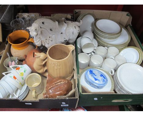 Poole Oven to Table Ware, approximately fifty six pieces, Tang Horse, ceramics, etc:- Two Boxes