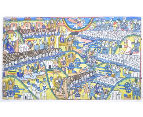 The Battle Of&nbsp;Adowa - A large and impressive 20th Century retro vintage painting of the Battle of Adwa. The painted clot