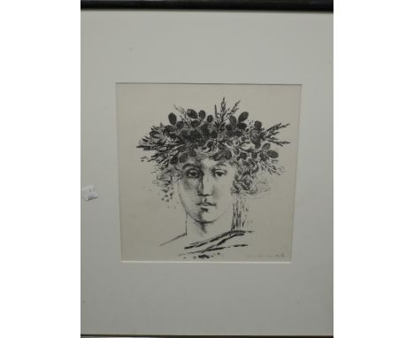 John Roberts, (20th century), a lithograph print, Crowned Head, signed and dated 1956 and attributed verso, for exhib paintin