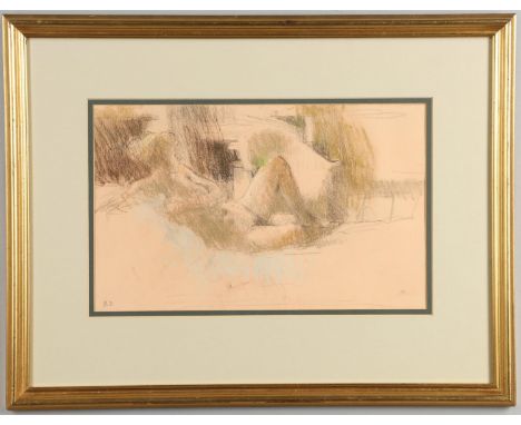 Signed with initials, coloured chalks on pale pink paper, a sketch 20 x 32.5cm. *CR Good condition.