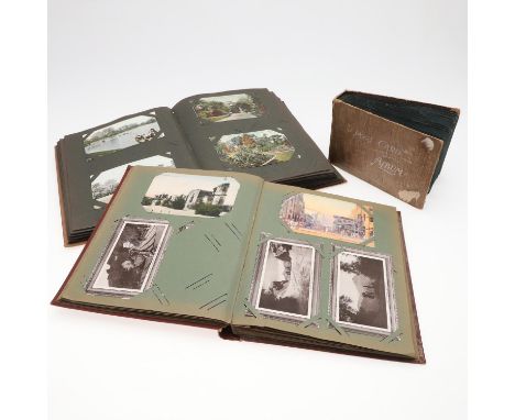 3 albums including a small album with Irish postcards (Bray Head, National Library Dublin, Suspension Bridge Kenmare, Rosslar