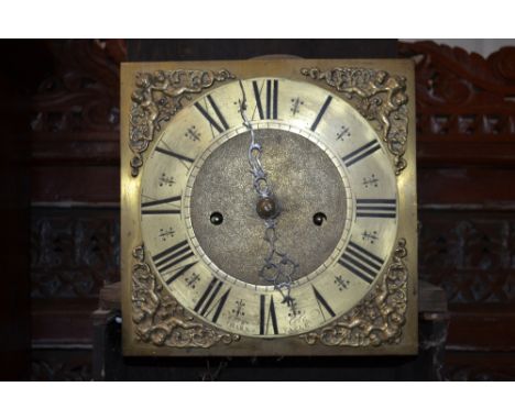 An oak longcase clock having brass dial and eight day movement by Cole of Barnstable (hood missing and AF)