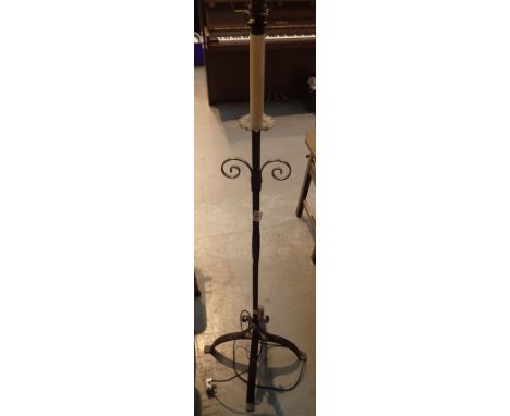 Retro wrought iron standard lamp with shade