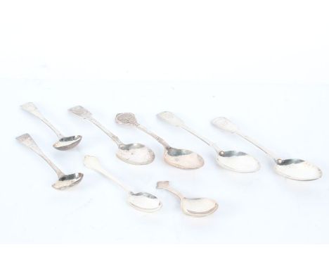 Silver, various dates and makers, to include four teaspoons, caddy spoon, coffee spoon, two mustard spoons, 4.3oz (8)