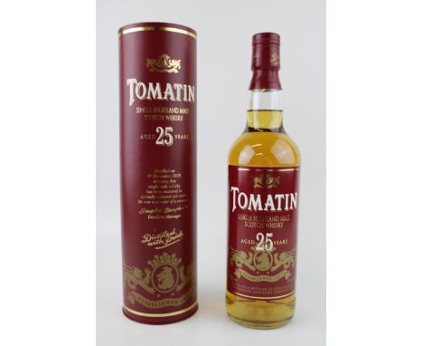 Rare Tomatin Single Highland Malt Scotch Whisky aged 25 years distilled on 6th December 1978 bottled in 2003  excellent unuse