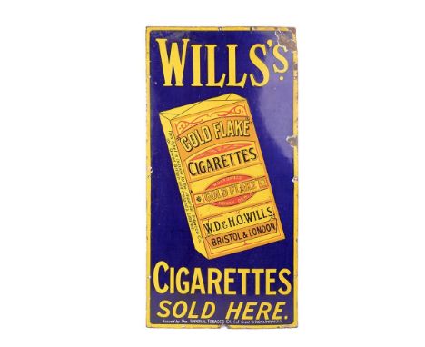 An early c20th Will's Gold Flake Cigarettes enamel advertising sign c1920s  The sign is in very good condition with some mino