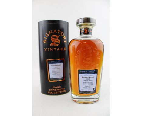 Scarce bottle of Signatory Vintage Bunnahabhain 2002 Islay single malt scotch whisky distilled on 04/02/2002, bottled on 23/1