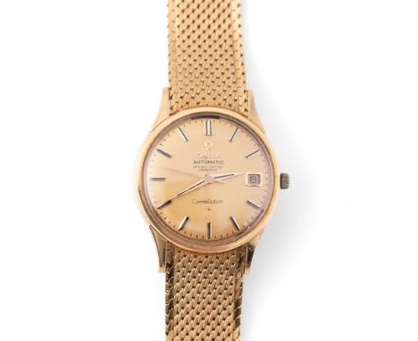 An Omega Constellation Chronometer, automatic, gentleman's wristwatch, 18ct gold case, circa 1964, having a gold tone dial, c