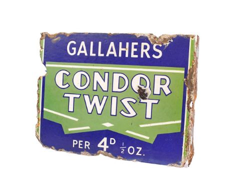 An early 20th century double sided two in one enamel point of sale advertising sign for 'PARK DRIVE' and 'GALLAHERS CONDOR TW