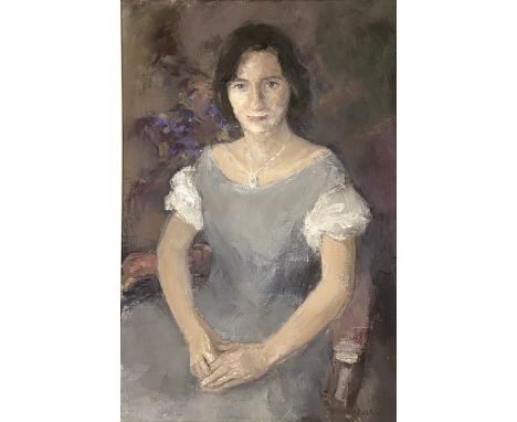 K. Russell, Contemporary, Portrait of a Seated Lady, oil on canvas, signed LR: K? Russell; also another portrait of a Lady in