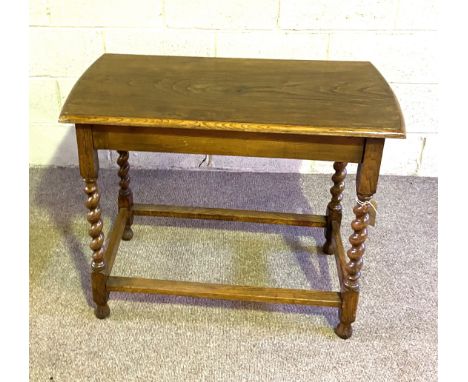 Three small vintage tables, including a Victorian wine table, with rectangular top and turned tripod base (3)