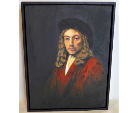 After Rembrandt, a portrait after Rembrandt, oil on canvas, inscribed and dated 09 to verso, 61 x 46cm 