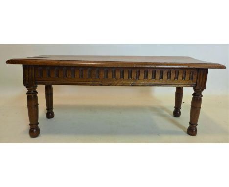 A 19th century oak stool, H.35 W.85 D.31cm 