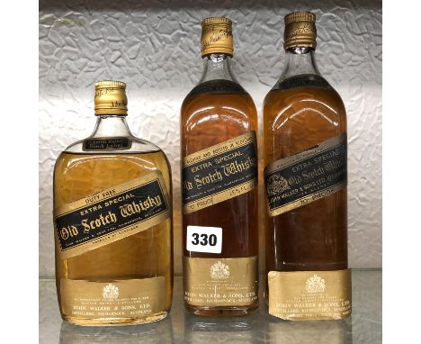 TWO BOTTLES OF JOHNNIE WALKER EXTRA SPECIAL OLD SCOTCH WHISKY 26 2/3 FL OZ AND ONE OTHER