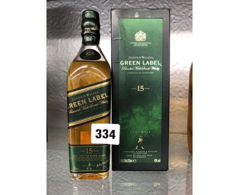 BOXED JOHNNIE WALKER GREEN LABEL BLENDED MALT SCOTCH WHISKY AGED 15 YEARS 20CL