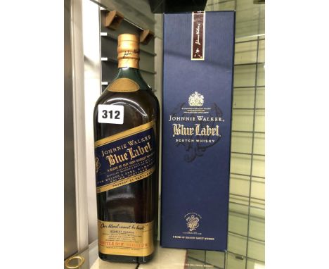 VINTAGE BOXED JOHNNIE WALKER BLUE LABEL SCOTCH WHISKY 1L BOTTLE NO. F934581JW