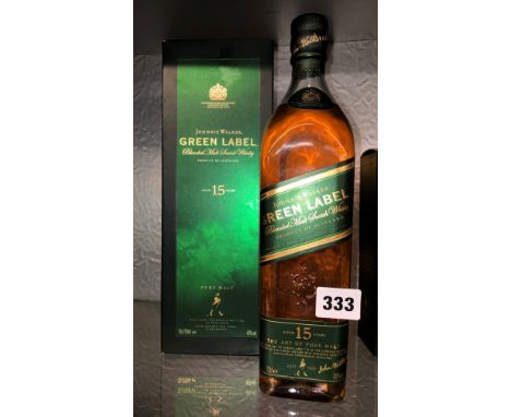 BOXED JOHNNIE WALKER GREEN LABEL BLENDED MALT SCOTCH WHISKY AGED 15 YEARS 70CL