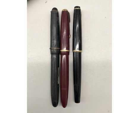 THREE VINTAGE FOUNTAIN PENS A/F