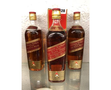 BOXED JOHNNIE WALKER RED LABEL OLD SCOTCH WHISKY 70CL, AN UNBOXED JOHNNIE WALKER RED LABEL OLD SCOTCH WHISKY 75CL AND AN UNBO